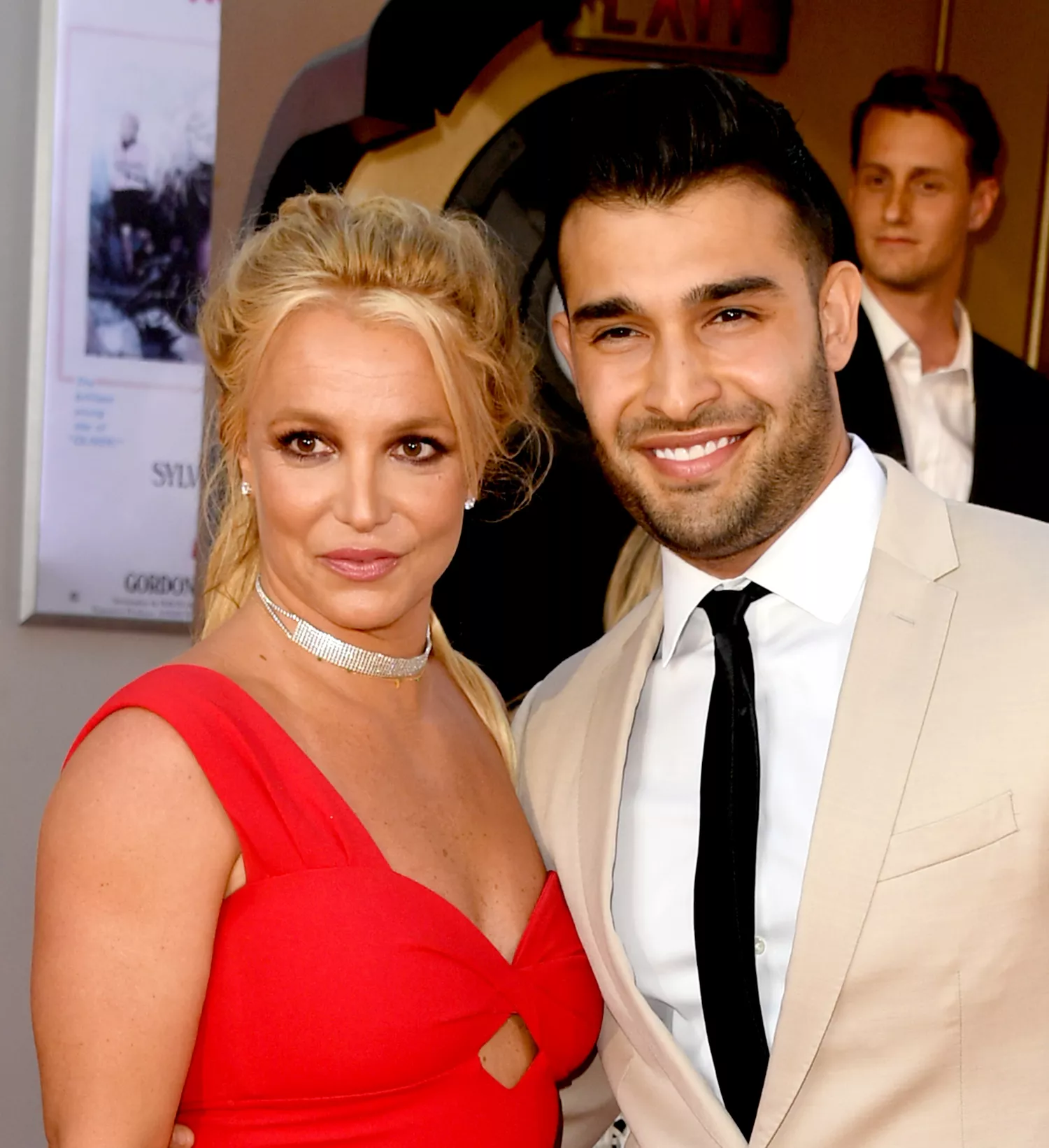 Britney Spears (L) and Sam Asghari arrive at the premiere of Sony Pictures' "One Upon A Time...In Hollywood"