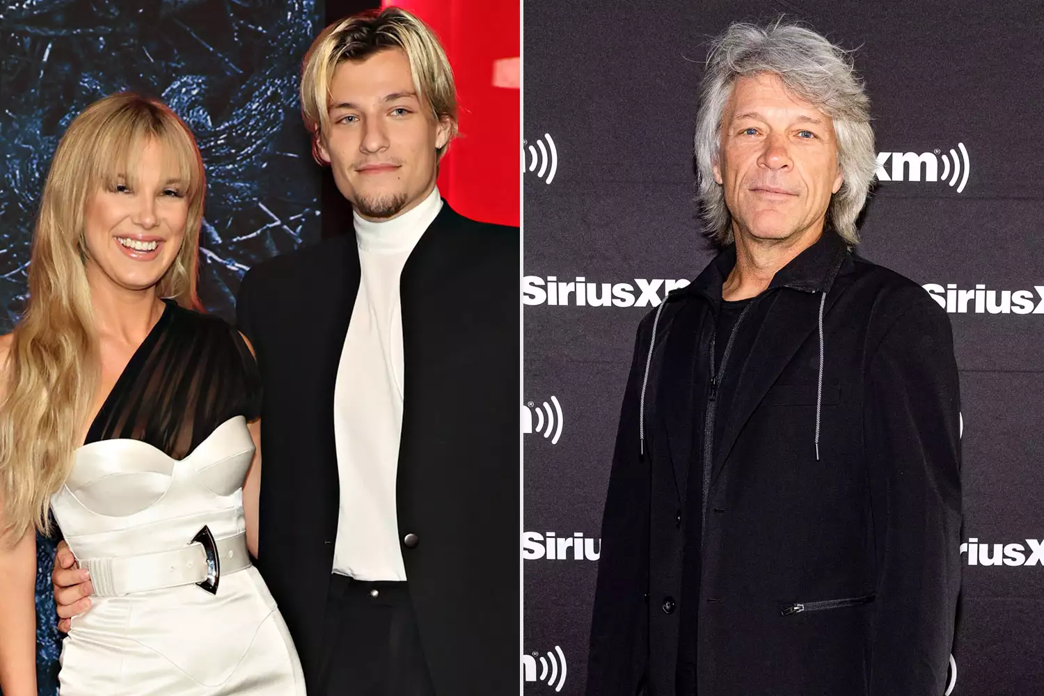 BROOKLYN, NEW YORK - MAY 14: Millie Bobby Brown and Jake Bongiovi attend Netflix's "Stranger Things" Season 4 Premiere at Netflix Brooklyn on May 14, 2022 in Brooklyn, New York. (Photo by Cindy Ord/Getty Images); MIAMI BEACH, FLORIDA - MAY 01: Jon Bon Jovi hosts a âNew Jerseyâ Album Special on SiriusXM's Bon Jovi Radio from the new SiriusXM Miami Studios on May 01, 2023 in Miami Beach, Florida. (Photo by Emma McIntyre/Getty Images for SiriusXM)