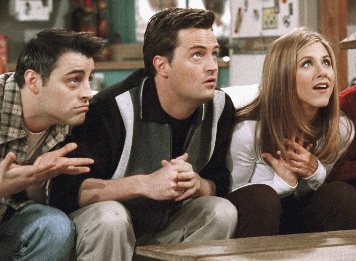 Matt LeBlanc, Matthew Perry and Jennifer Aniston in Friends