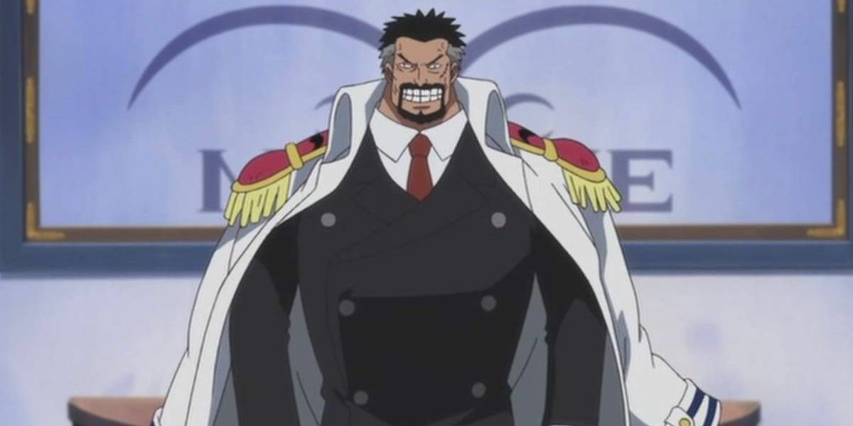 A young Monkey D. Garp grinning during a One Piece flashback