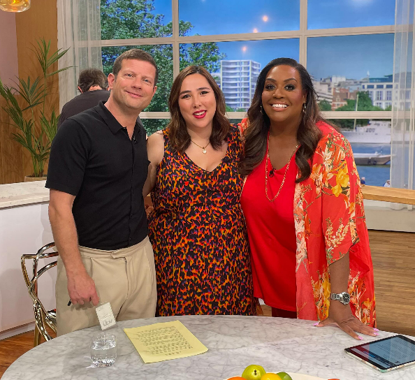 Michelle with This Morning hosts Dermot O'Leary and Alison Hammond