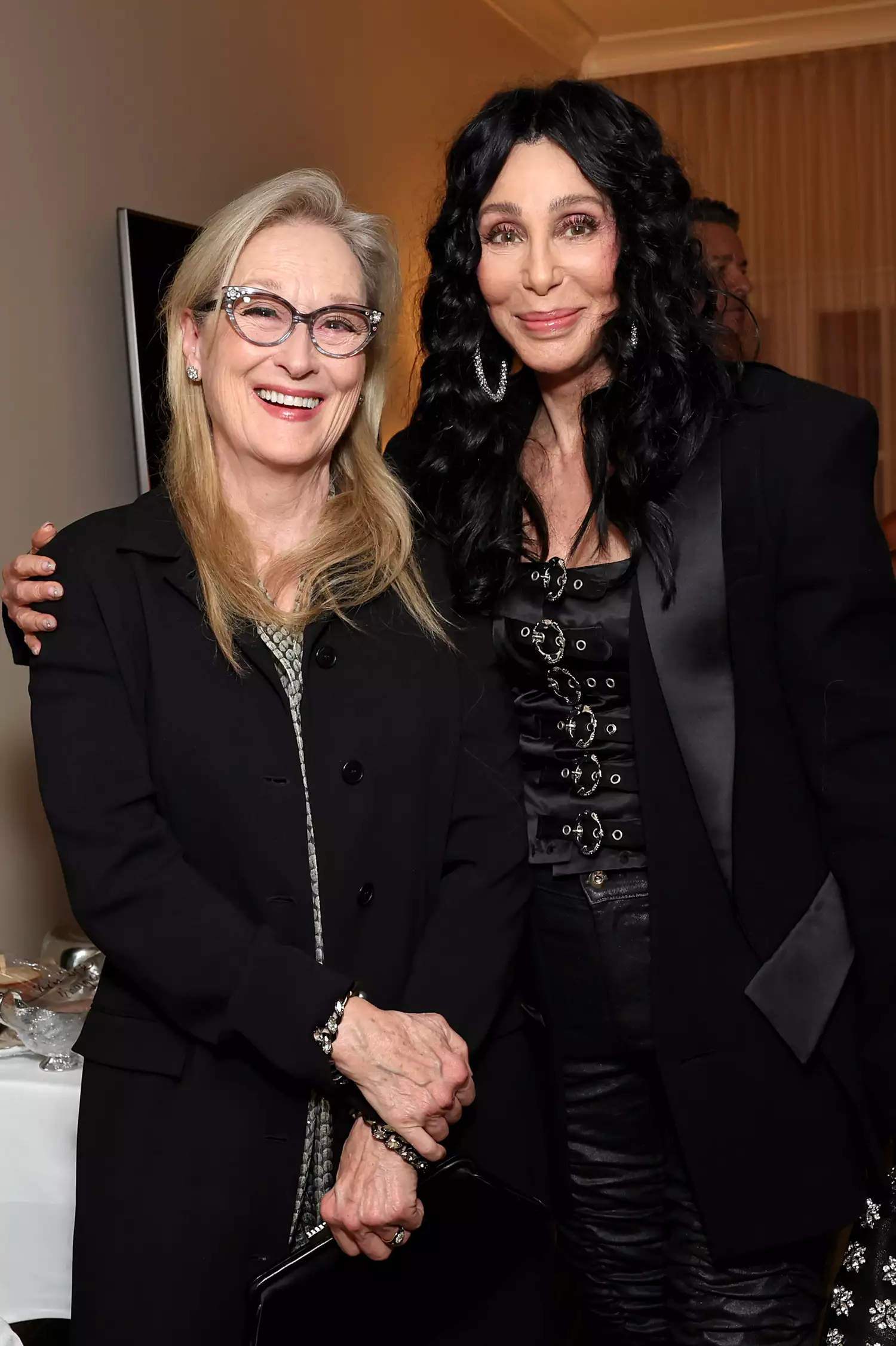 Meryl Streep Cher pre grammy los angeles 02 03 24