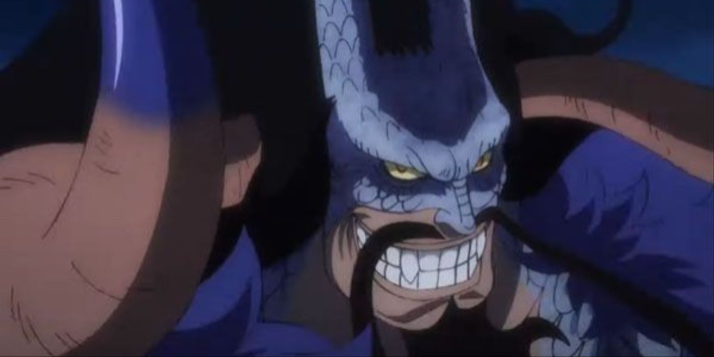 Kaido Smiling In HIs Hybrid Form In One Piece