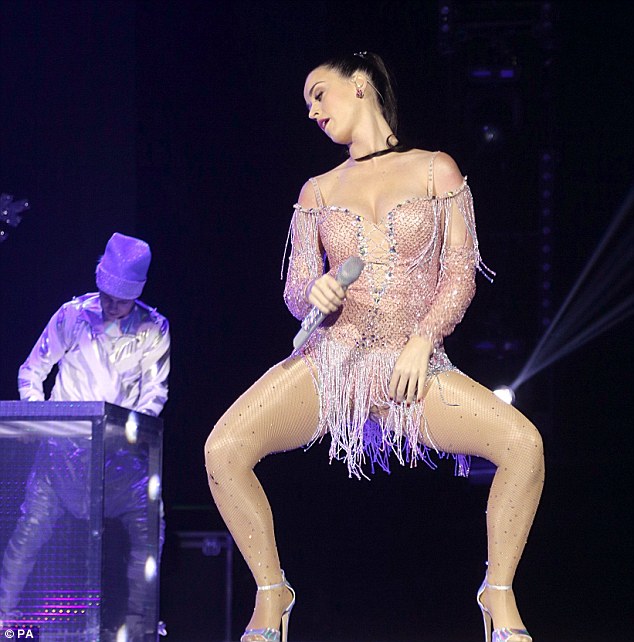 Fringe benefits: The fringe detail on Katy's dress worked well as she danced about