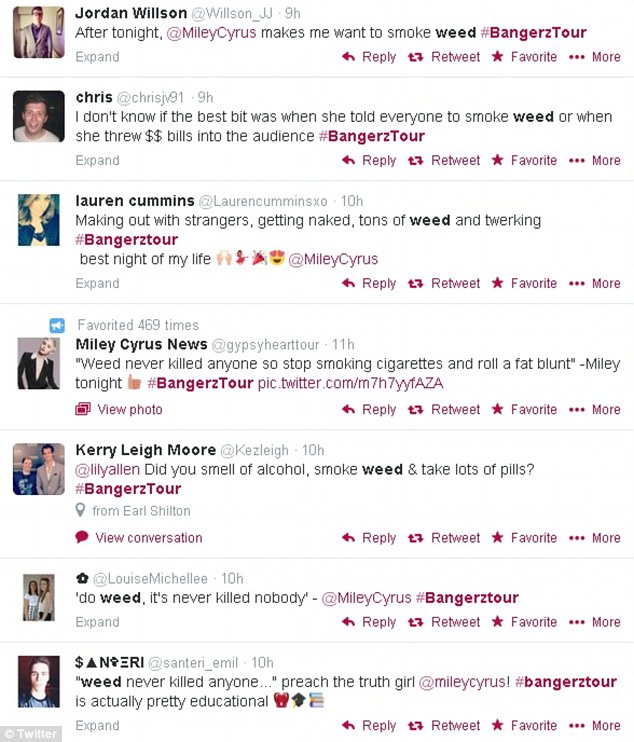 Social networking: Several fans also took to Twitter to discuss references made to drugs during the show