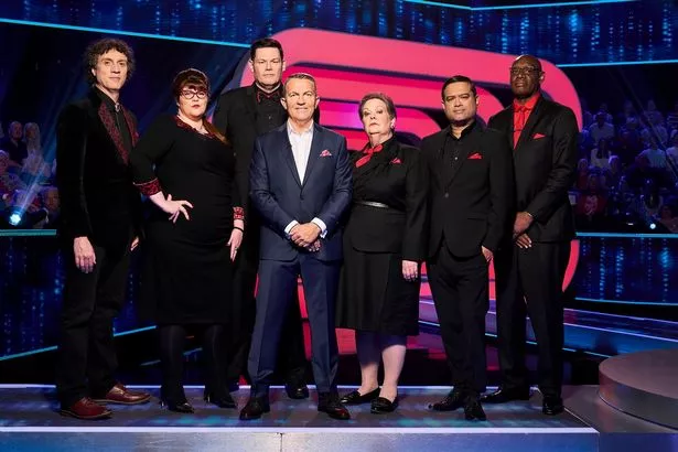 Darragh Ennis, Jenny Ryan, Mark Labbett, Bradley Walsh, Anne Hegerty, Paul Sinha, Shaun Wallace 'Beat The Chasers' TV Show, Series 6, Episode 6, UK - 08 Oct 2023