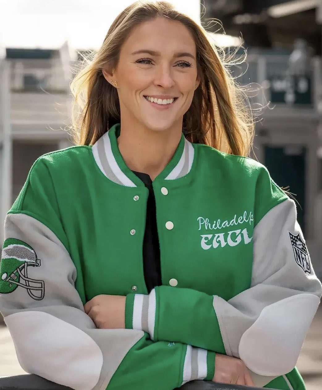 Darren Rovell on X: "A retro Eagles jacket signed by Jason Kelce's wife Kylie sold for $100,000 yesterday. The money will go to the Eagles Autism Foundation. https://t.co/V64lECjCvw" / X