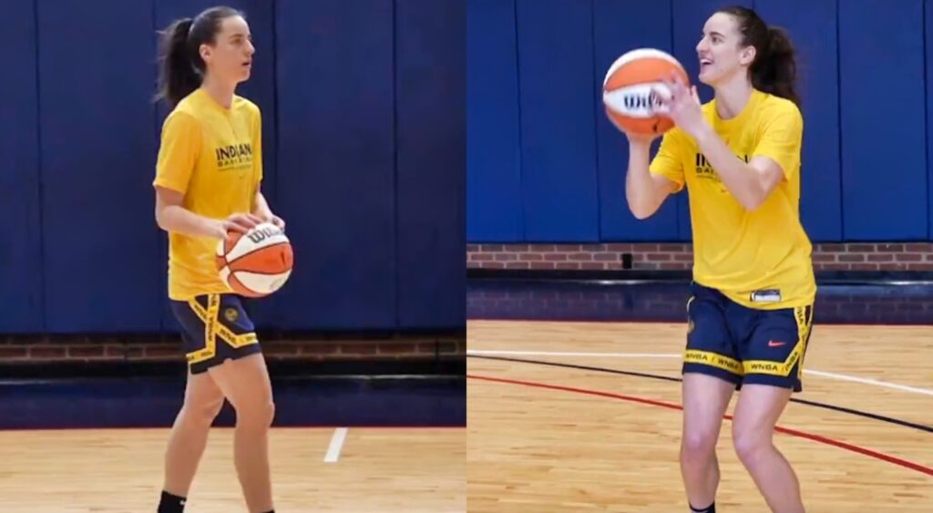 Caitlin Clark practicing in Indiana Fever practice facility