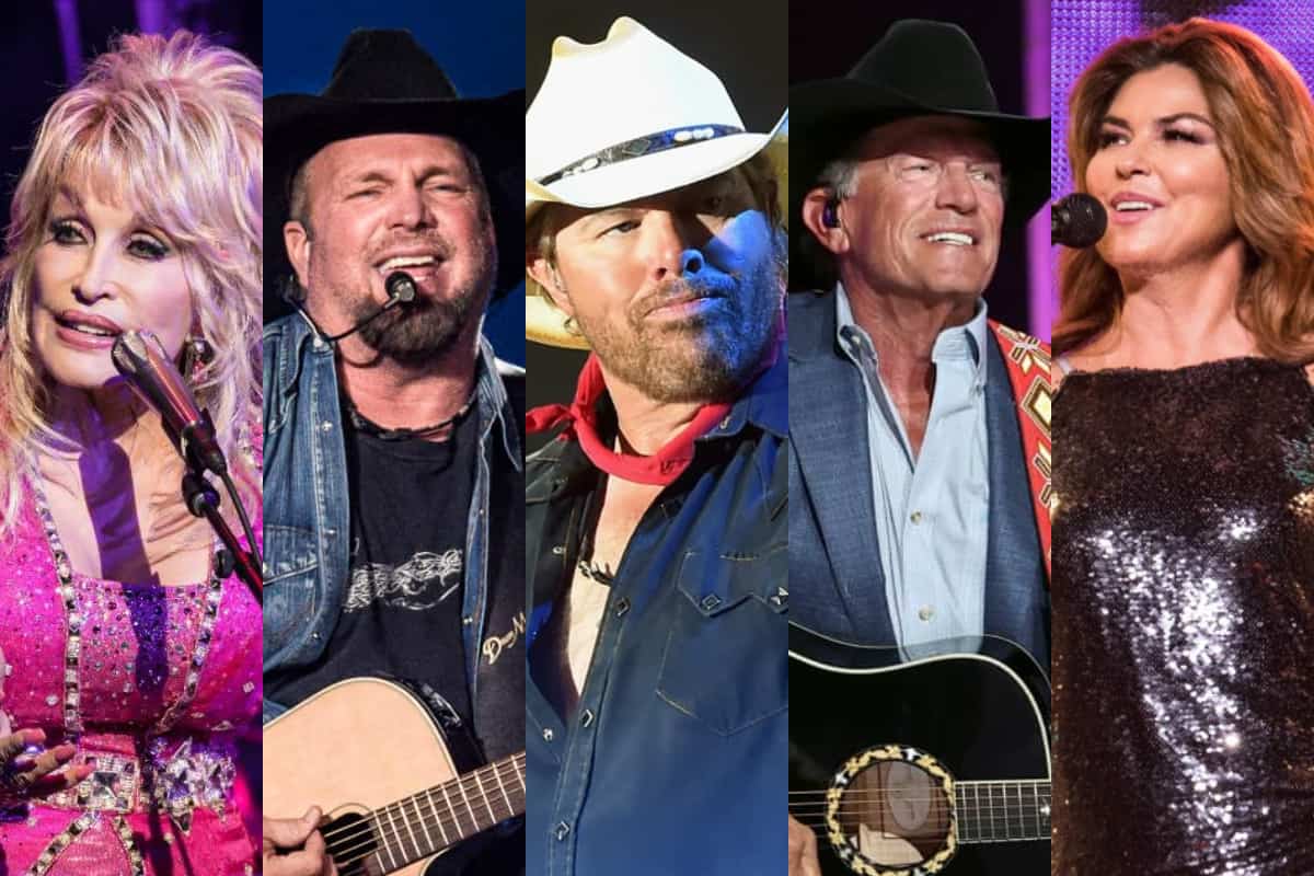 Dolly Parton, Garth Brooks, Toby Keith, George Strait, Shania Twain; Photos Courtesy of Andrew Wendowski, Getty Images for Country Thunder USA, Getty Images for CMT