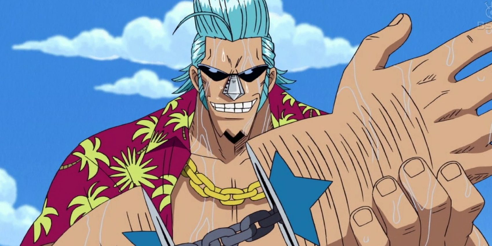 Franky takes off part of his arm during the Ennies Lobby arc in One Piece