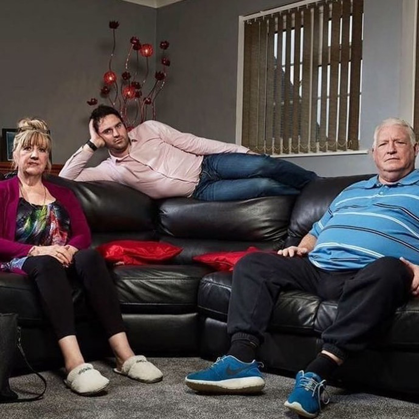 George on Channel 4 show Gogglebox with mum Linda and stepdad Pete