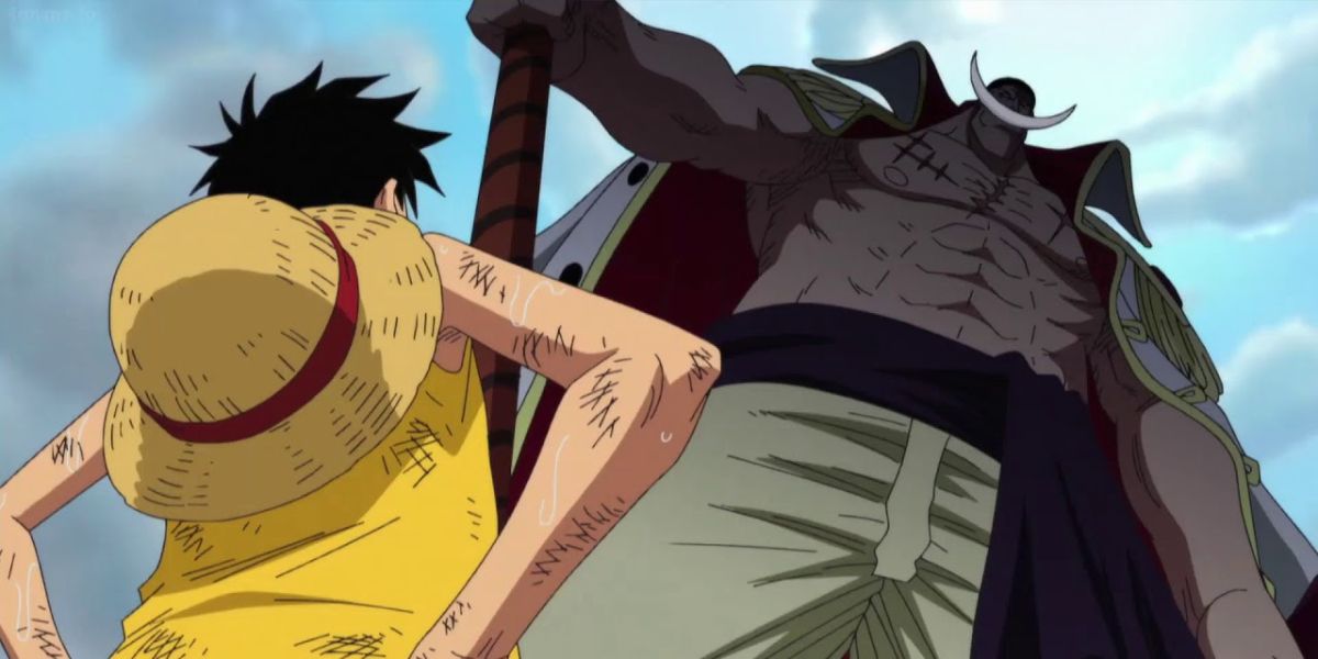 Luffy and Whitebeard standing 