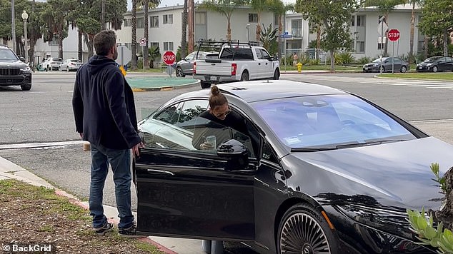 Yikes: He opened the door for Jennifer, who slipped into the passenger seat. Ben shut the door firmly, even adding a hand gesture to emphasize closing it