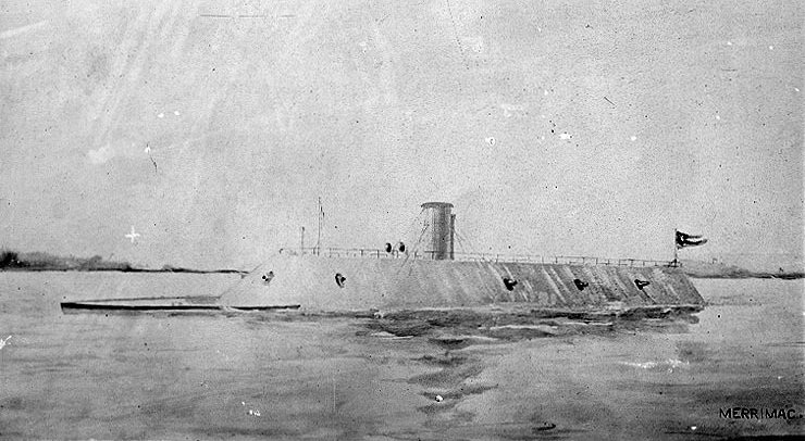 Art work depicting the CSS Virginia. 