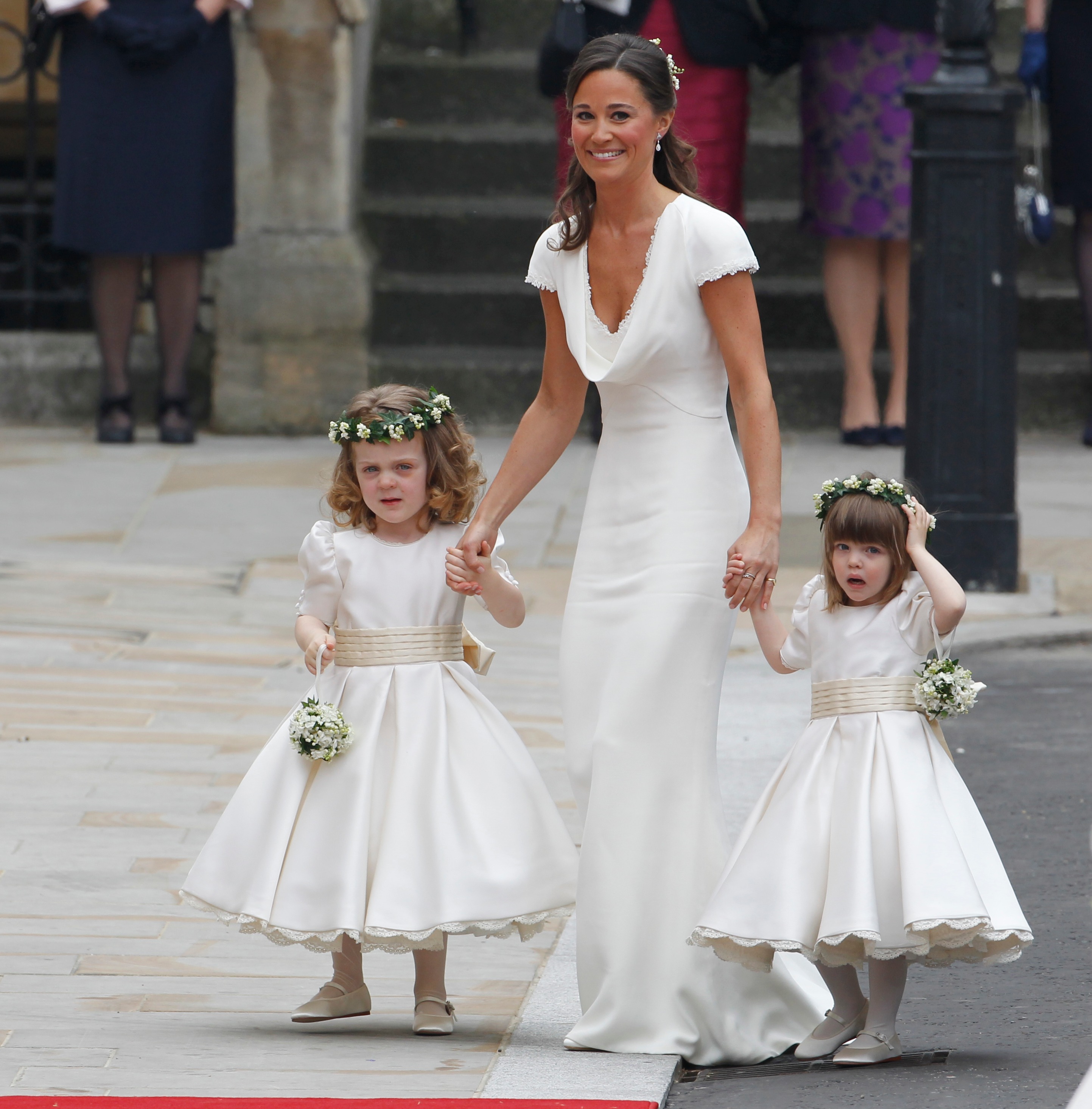 The flower girls wore dresses with a subtle tribute to Carole Middleton