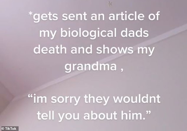 Too late: Stevie appeared to get confirmation that they were adopted after their biological father died, meaning they would never get a chance to speak with him