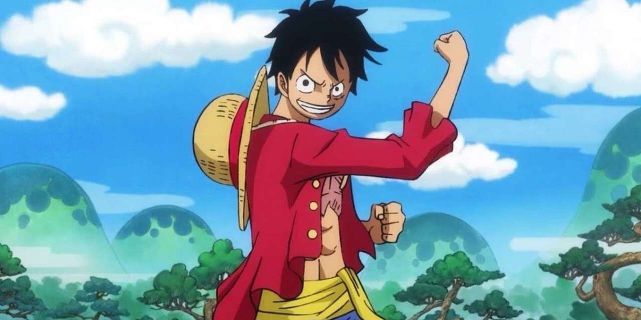 Monkey D. Luffy prepares to fight with a forest background