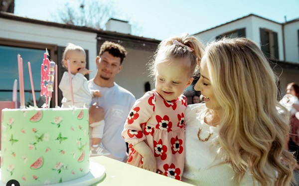 Patrick Mahomes and wife Brittany Mahomes celebrating their marriage anniversary