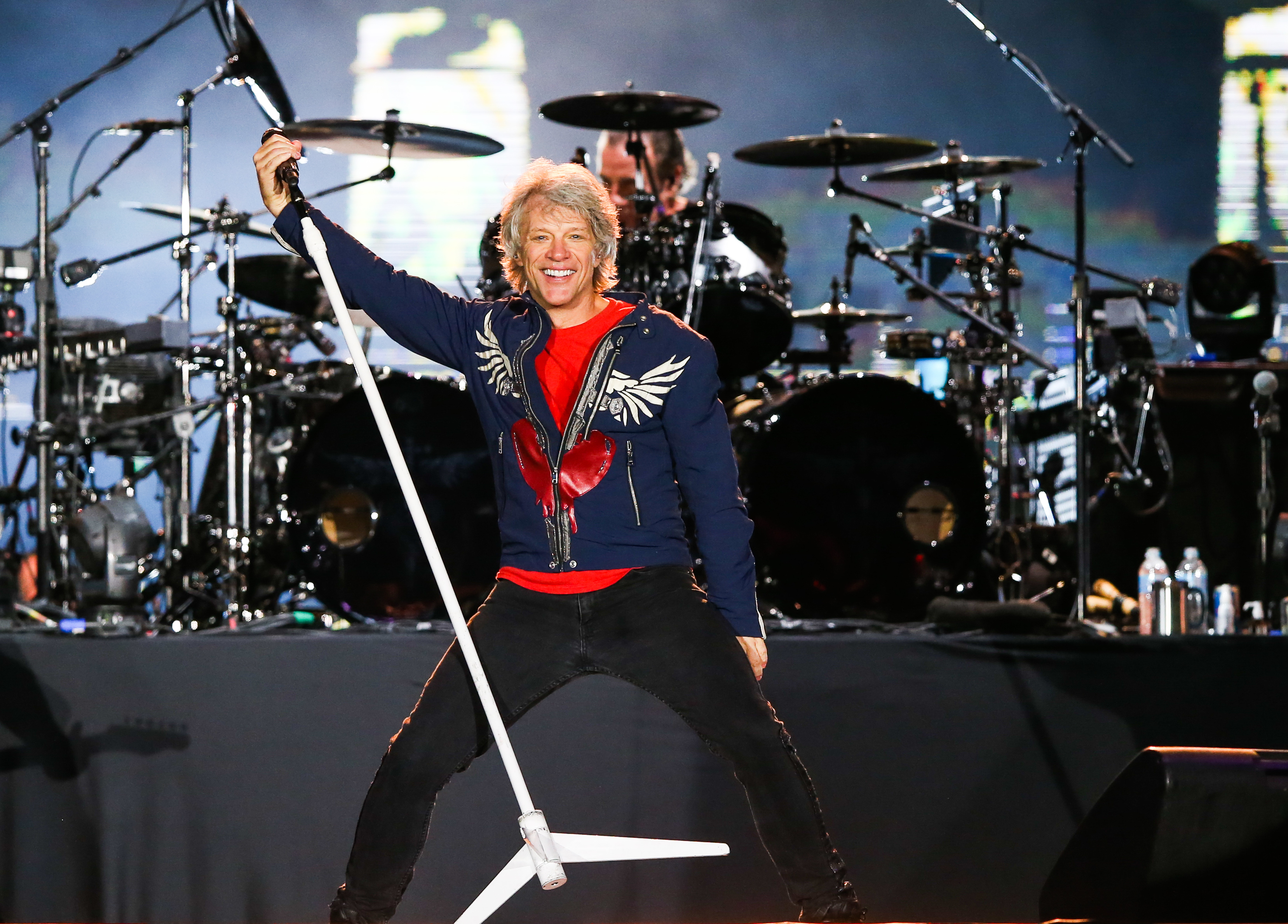 Jon Bon Jovi performing.