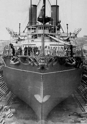 HMS Victoria in a drydock in Malta, 1888.