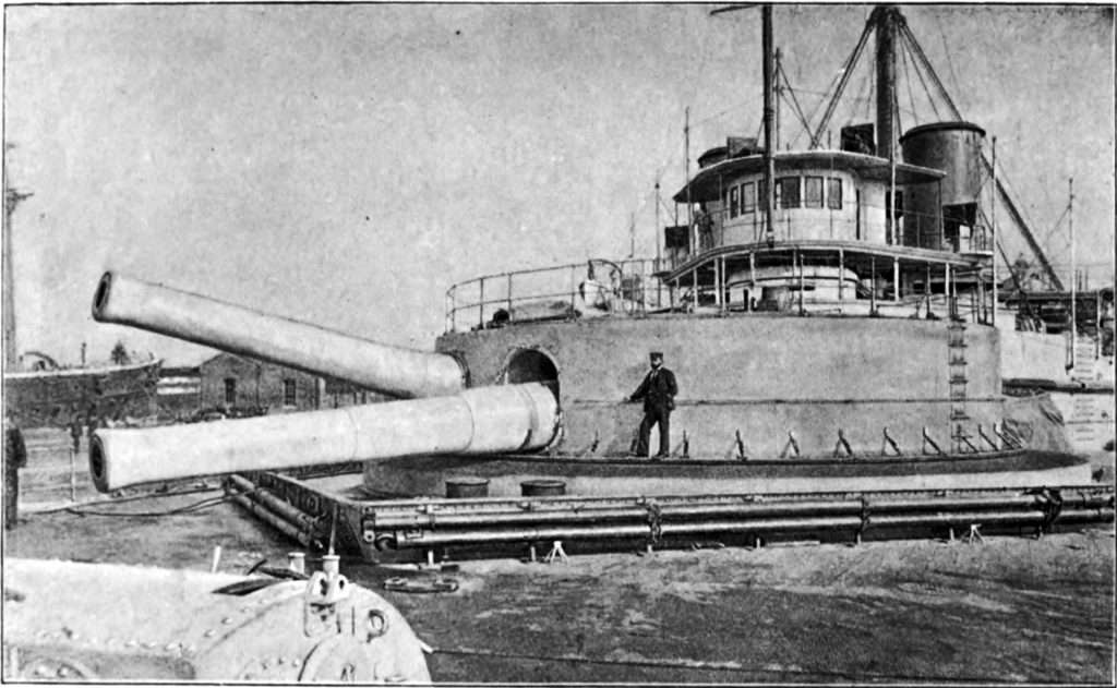 The huge forward turret on HMS Victoria.