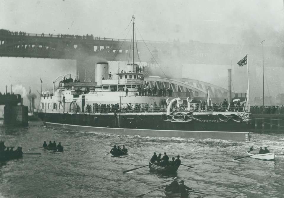 HMS Victoria on the River Tyne. 