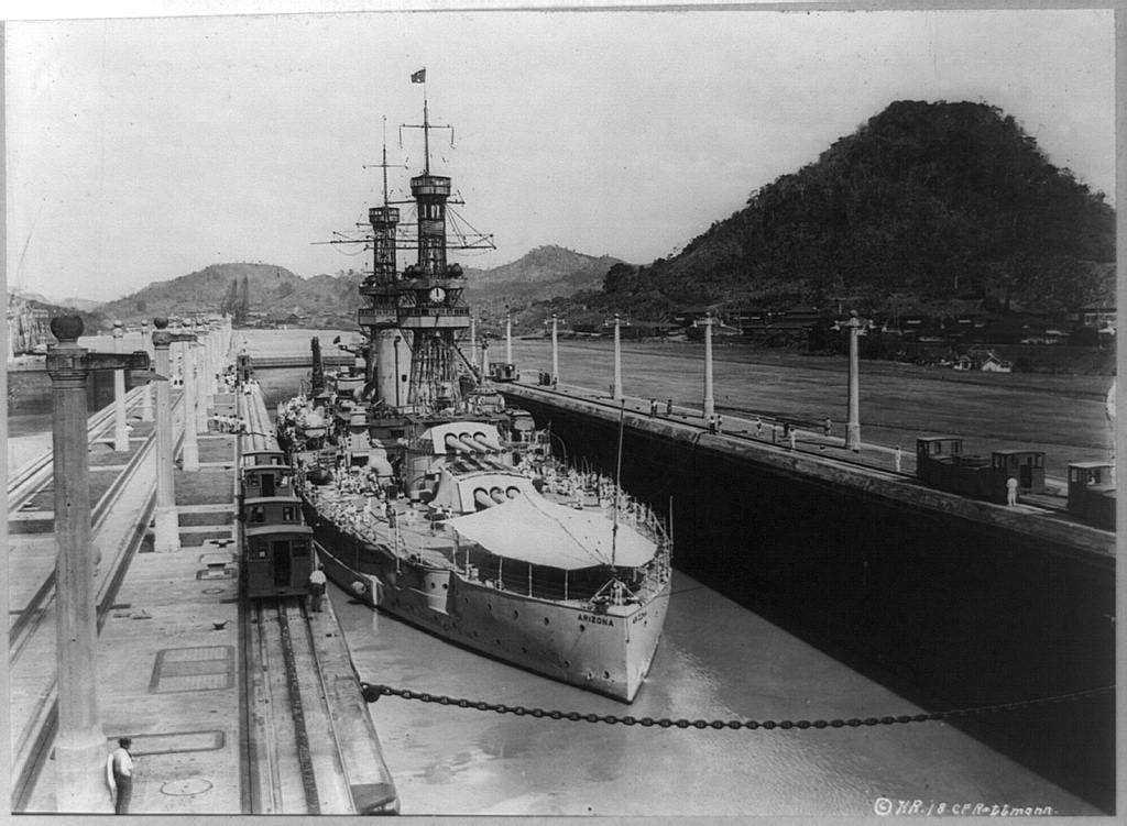 Sailing through the Panama Canal. 