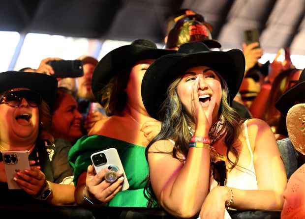 Carin León fans scream as he performs on the Palomino...