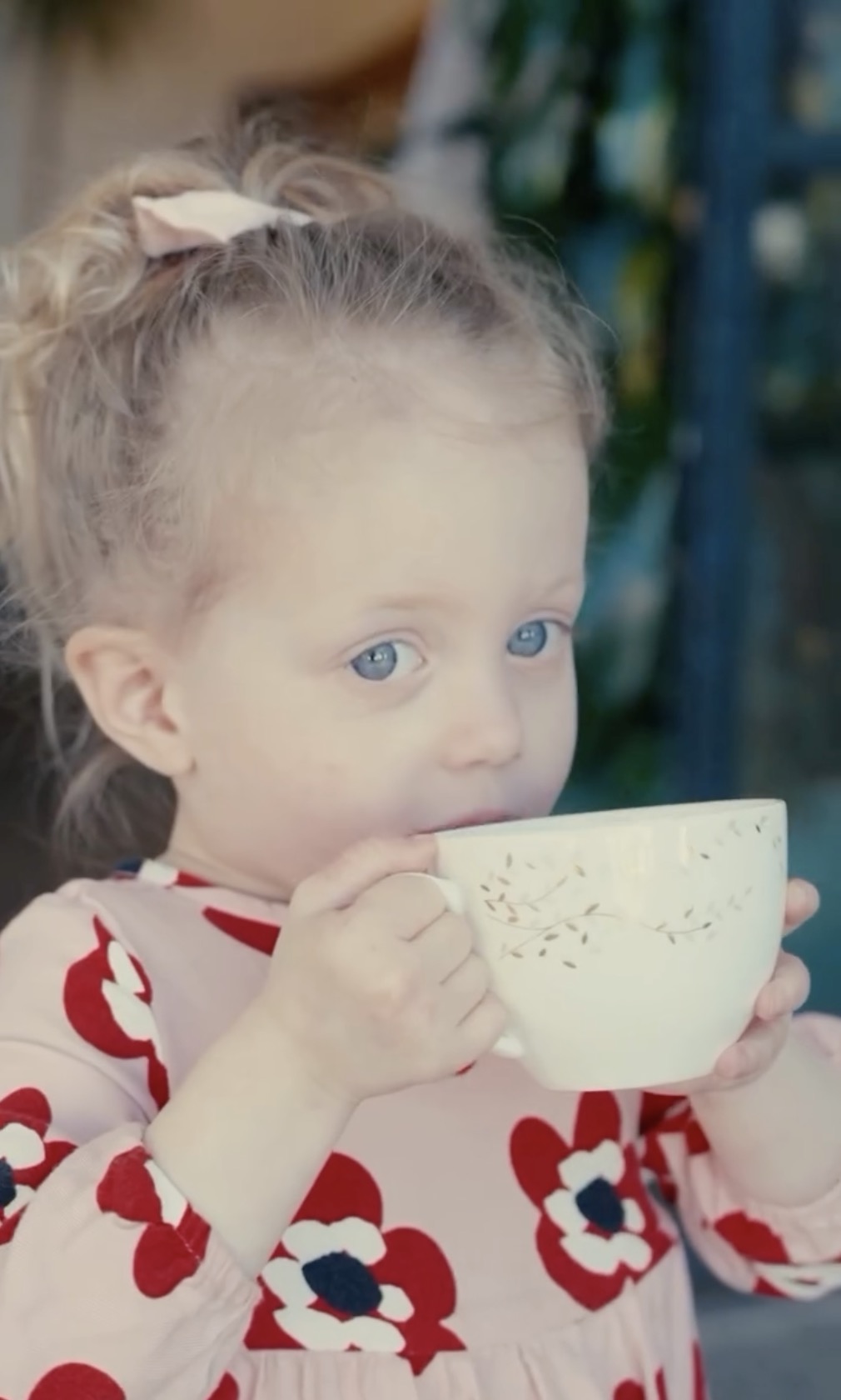 The 3-year-old enjoyed tea and cake at the Dallas Botanical Gardens