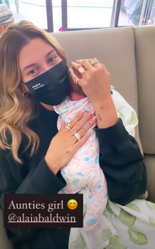 Hailey's sister Alaia gave birth to the little girl recently