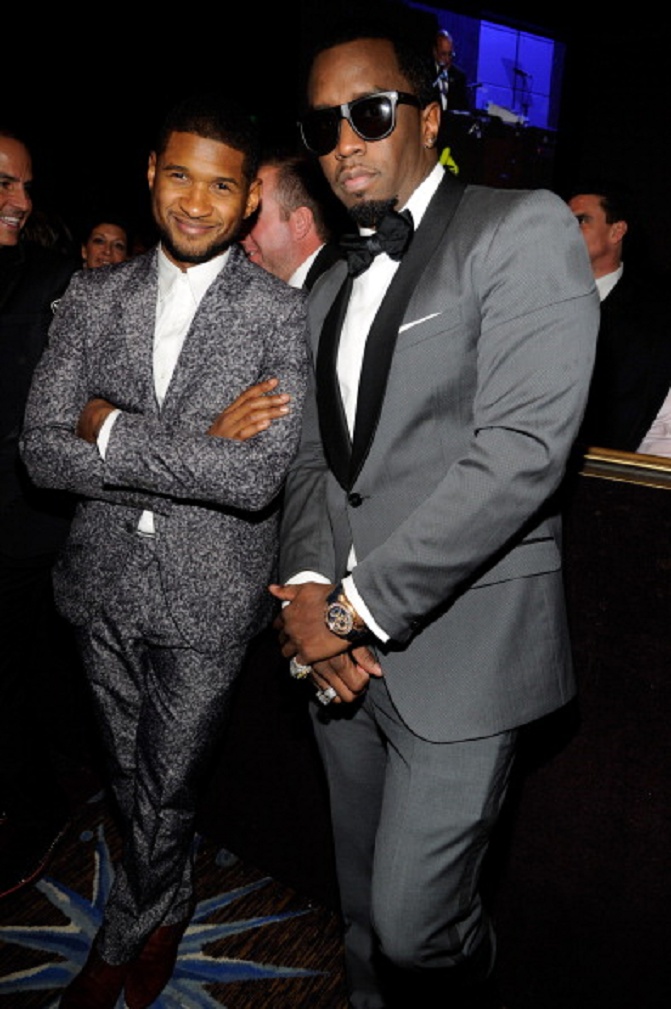 Usher and Sean "Diddy" Combs attend the 55th Annual GRAMMY Awards... | Sean diddy combs, Best dressed man, Men dress