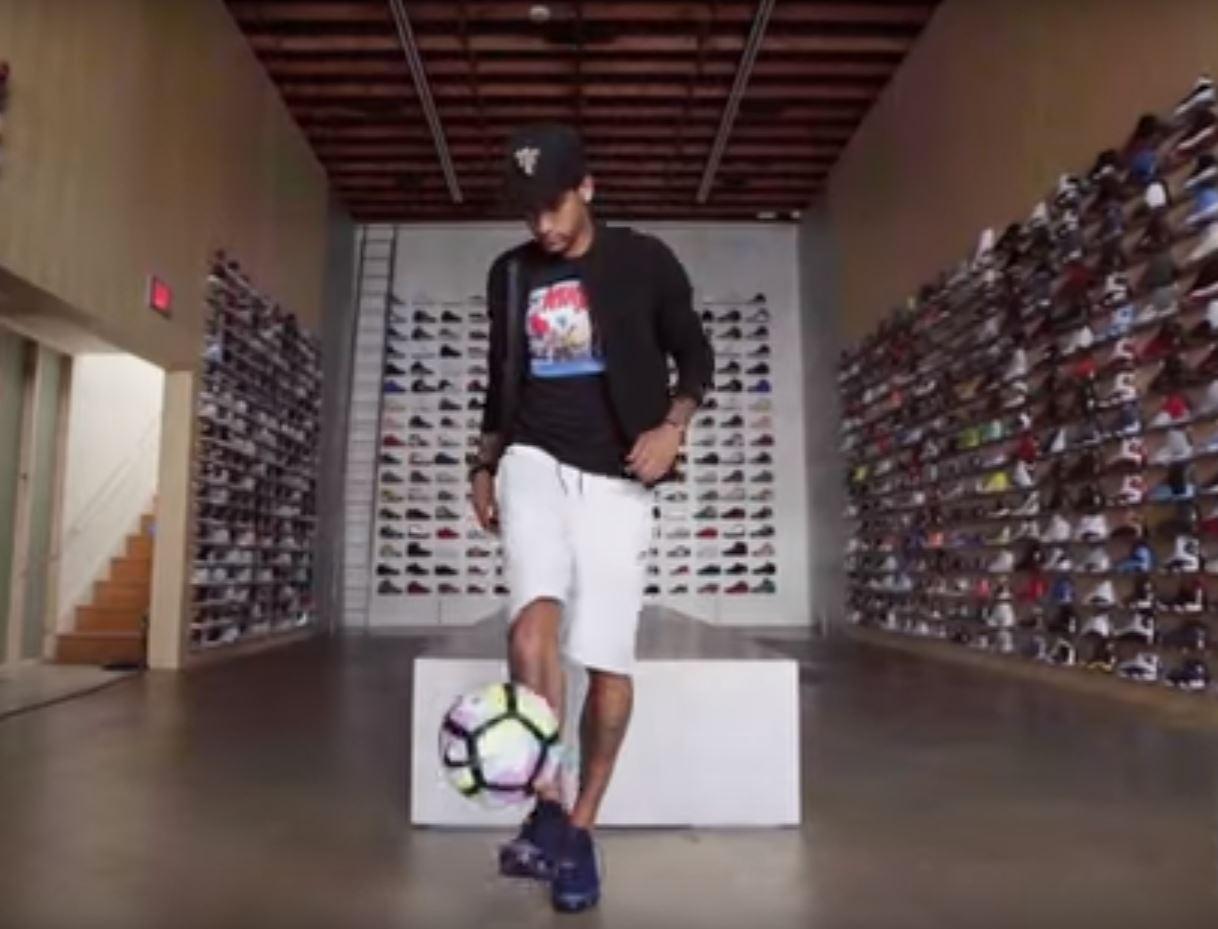  Neymar does some keepy-uppy in the limited edition store Flight Club