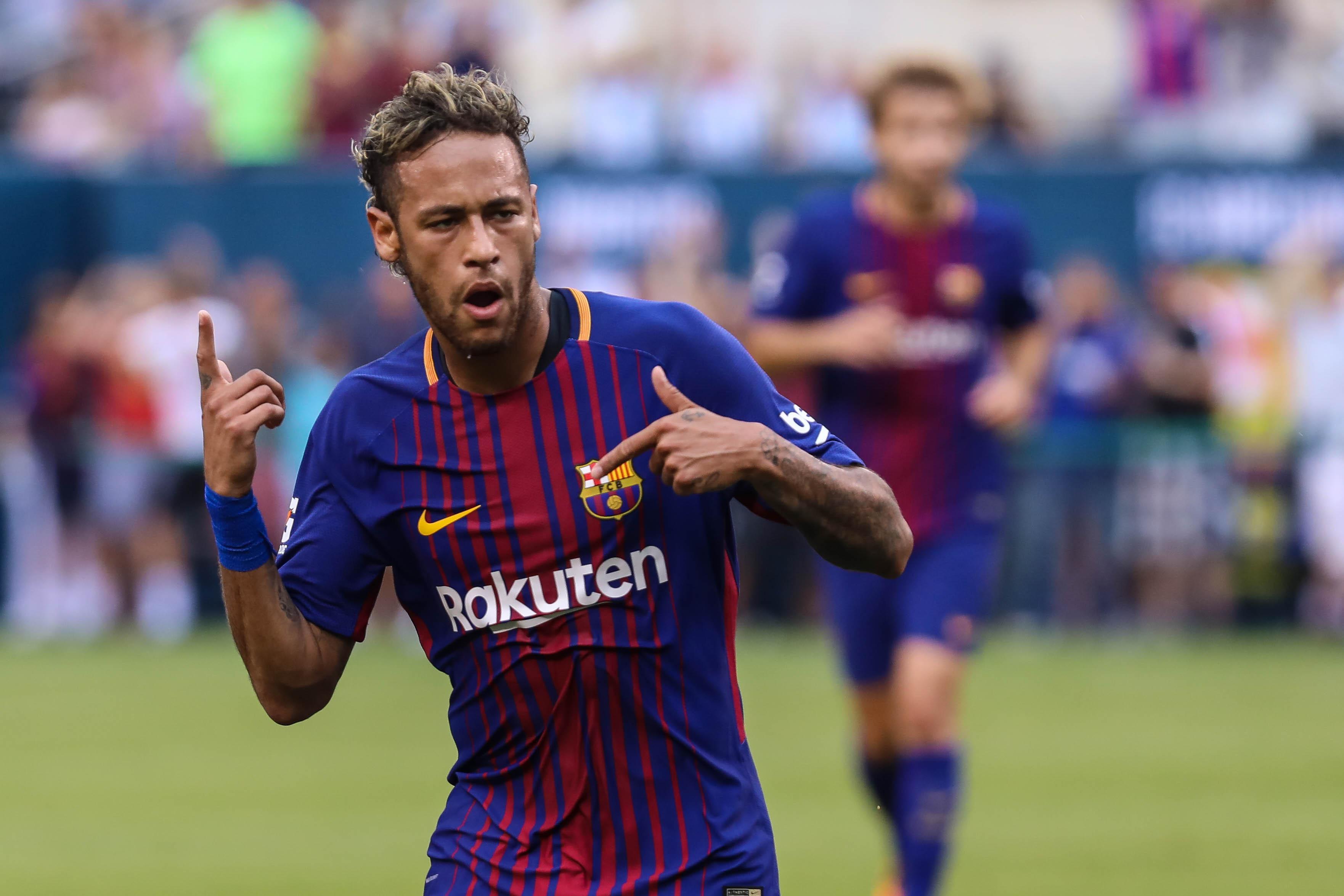  Neymar celebrates scoring against Juventus in Barcelona's pre-season