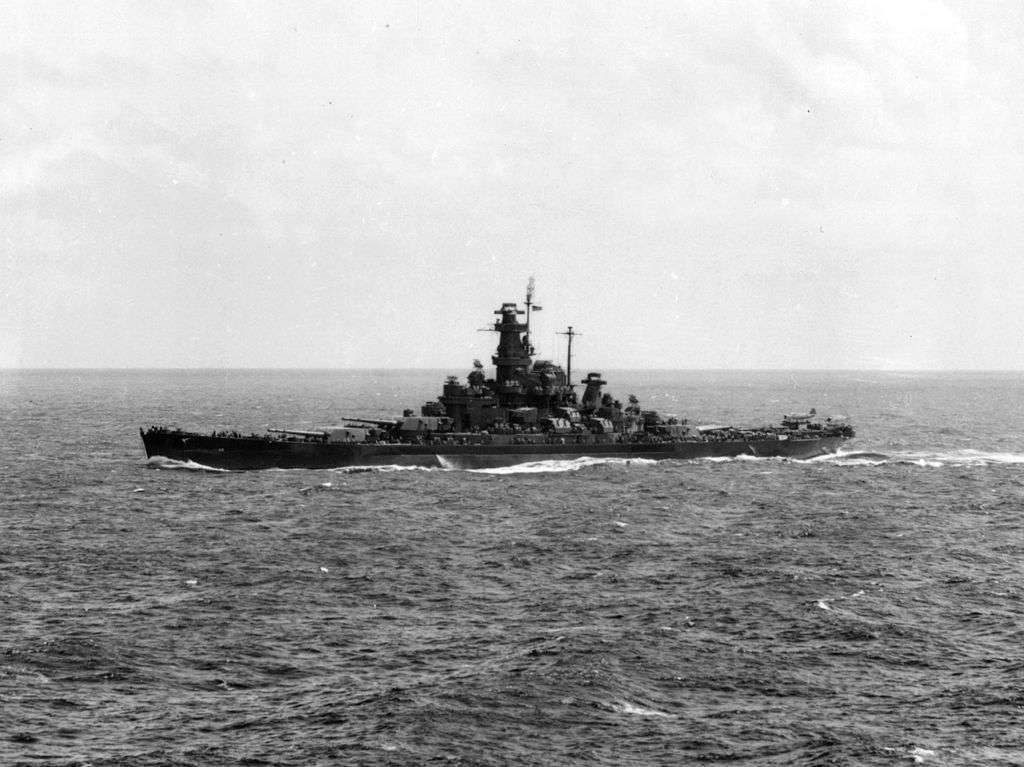 USS Alabama in the Pacific. 