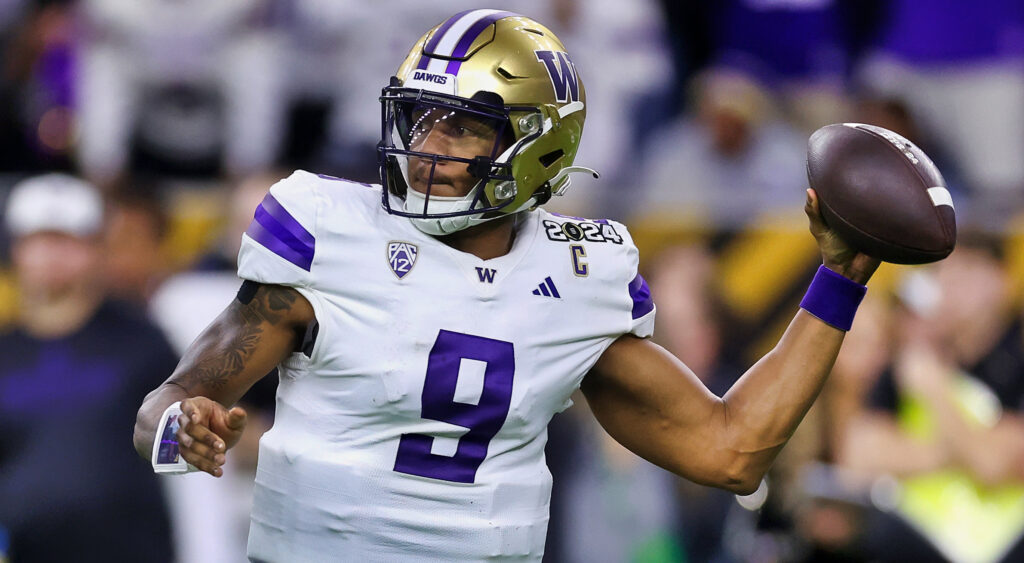 Michael Penix Jr. throwing a football