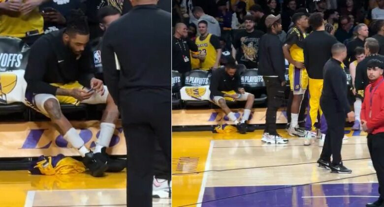 D’Angelo Russell Rejects Lakers Huddle, Eats Snacks And Tweets On Bench