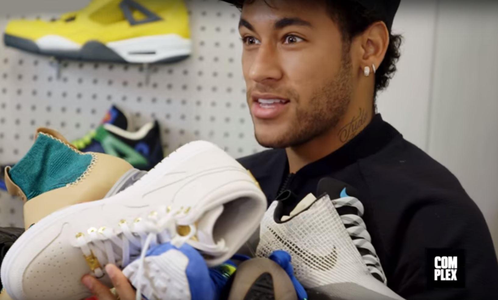  Neymar looked delighted after picking up a load of trainers at the Los Angeles store Flight Club