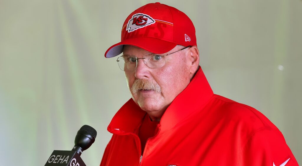 Kansas City chiefs head coach Andy Reid speaks. The team is believed to be in talks with Xavien Howard.