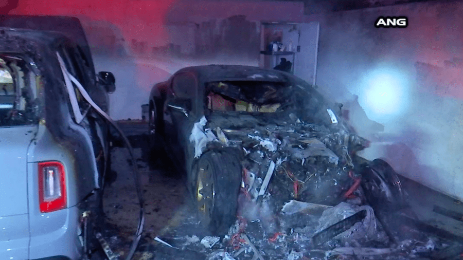 A Rolls Royce and a Bentley were destroyed in a fire in Hollywood Hills West on April 26, 2024.