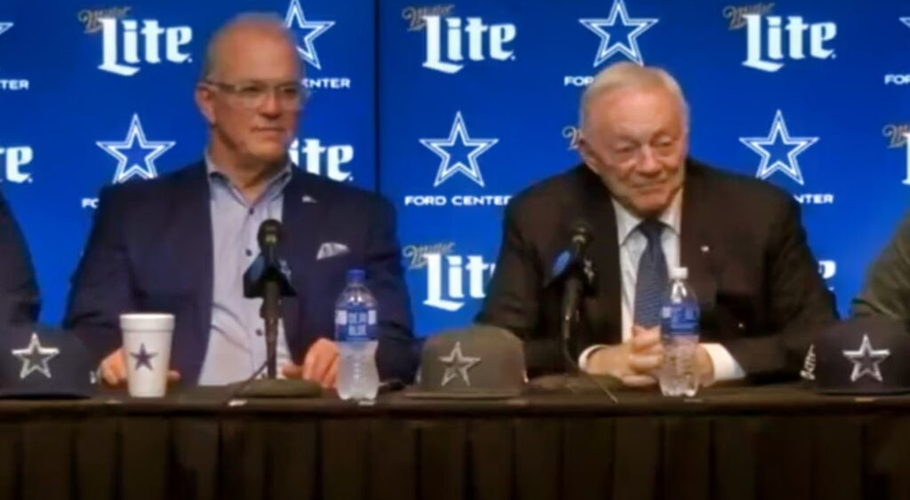 Jerry Jones and Stephen Jones at press conference