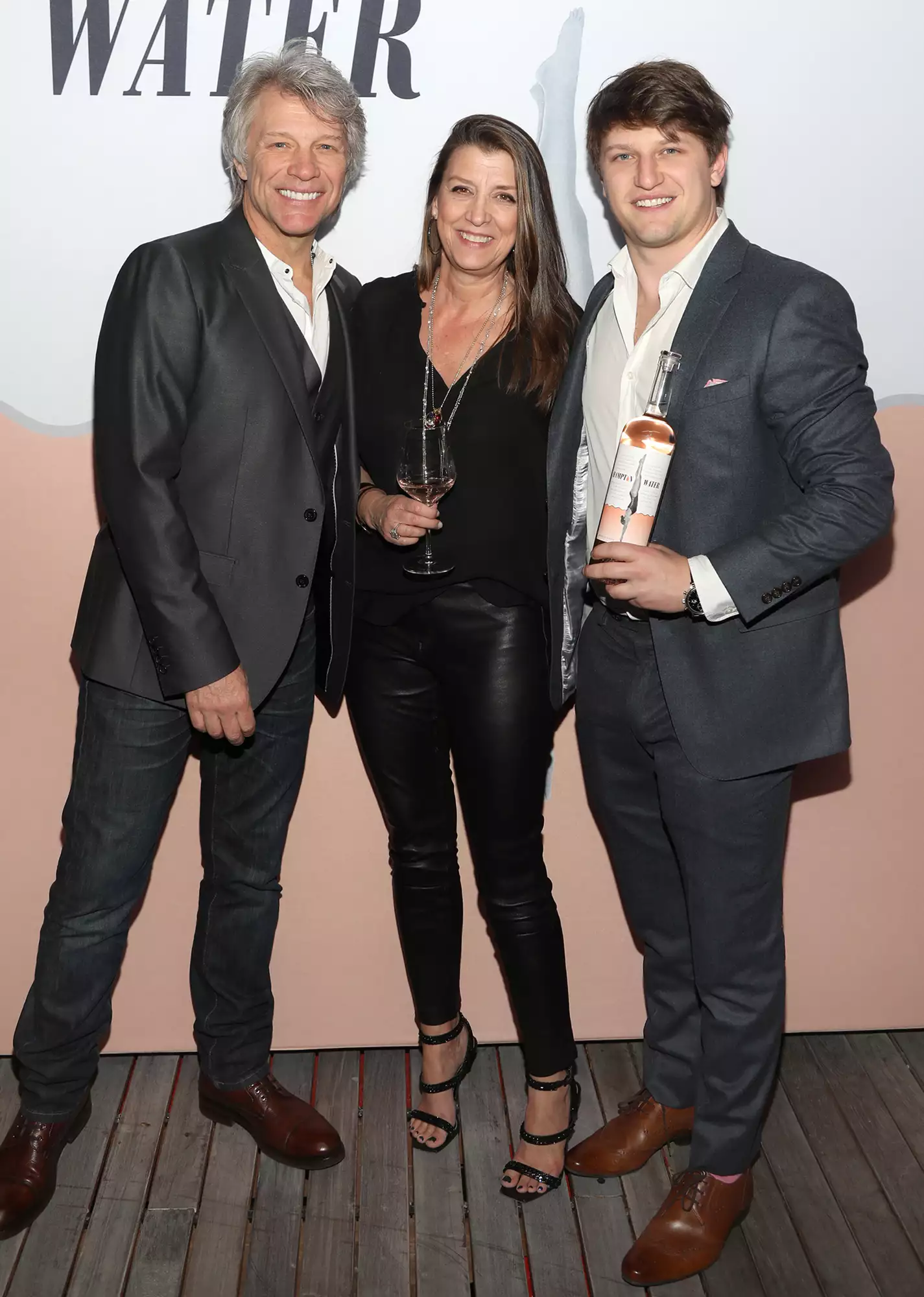 Jon Bon Jovi, Dorothea Hurley and Jesse Bongiovi attend the Hampton Water Rosé Celebrates LA Launch at Harriet's Rooftop on March 28, 2019 in West Hollywood, California