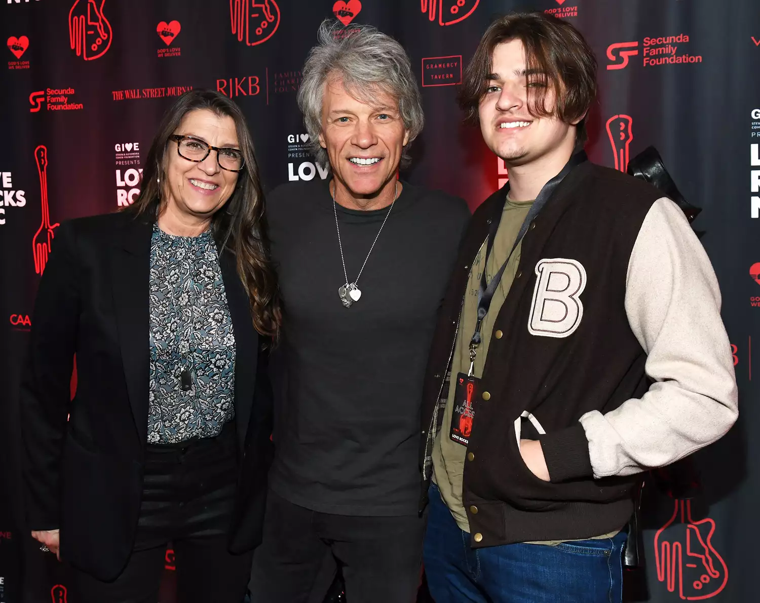 Dorothea Hurley, Jon Bon Jovi, and Romeo Bongiovi appear at the Fifth Annual LOVE ROCKS NYC Benefit Concert Livestream for God’s Love We Deliver at The Beacon Theatre on June 03, 2021 in New York City