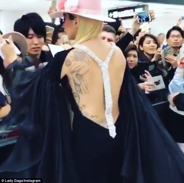 For the fans: Gaga shared a picture from the back as she greeted her army of fans