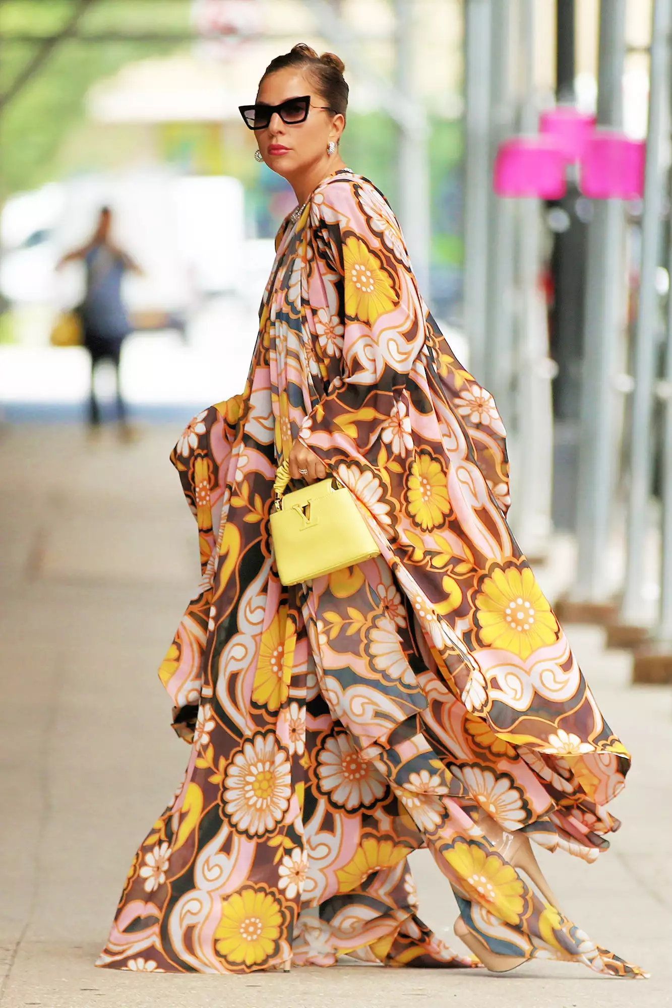 Lady Gaga Arrives At Highline Stages In A Maxi Dress In New York City