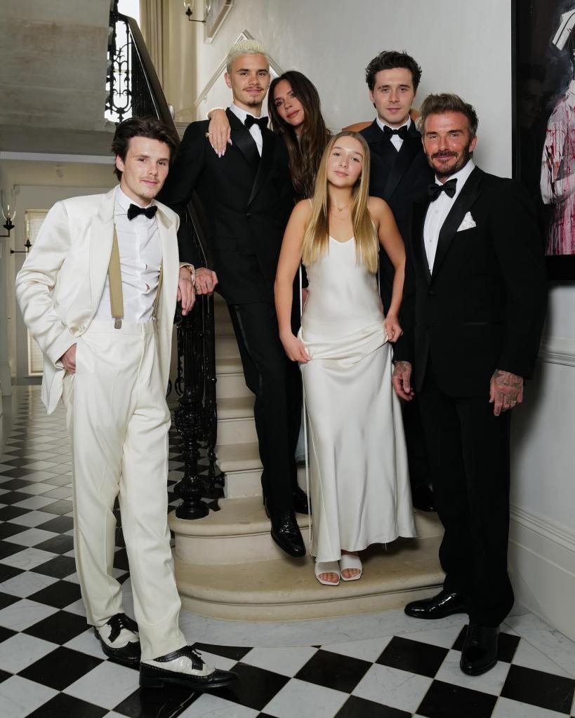 The Beckhams at Victoria Beckham's party.