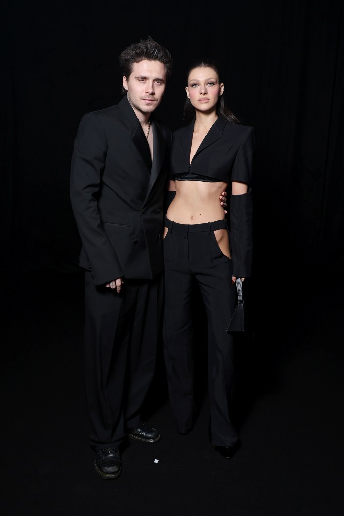 Brooklyn and Nicola Beckham at the Mugler fashion show in 2024.