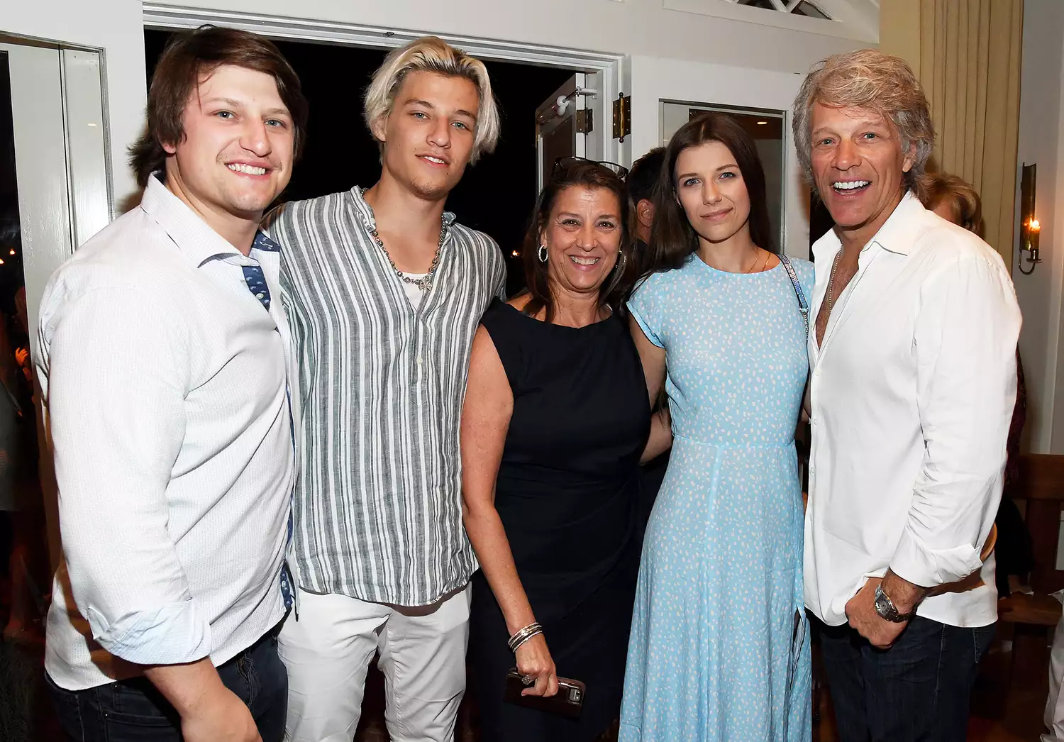 Jesse Bongiovi, Jacob Bongiovi, Dorothea Bon Jovi, Stephanie Bongiovi, and Jon Bon Jovi attend Apollo in the Hamptons 2019: Hosted by Ronald O. Perelman at The Creeks on August 03, 2019 in East Hampton, New York