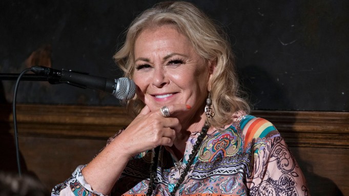 Mandatory Credit: Photo by Craig Ruttle/AP/REX/Shutterstock (9771583o) Roseanne Barr takes part in a special event and podcast taping at Stand Up NY, in New York TV Roseanne Barr, New York, USA - 26 Jul 2018