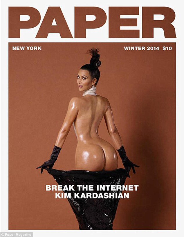 The original: Kim Kardashian made headlines in an attempt to 'break the internet ' back in November with this very revealing cover for the same publication