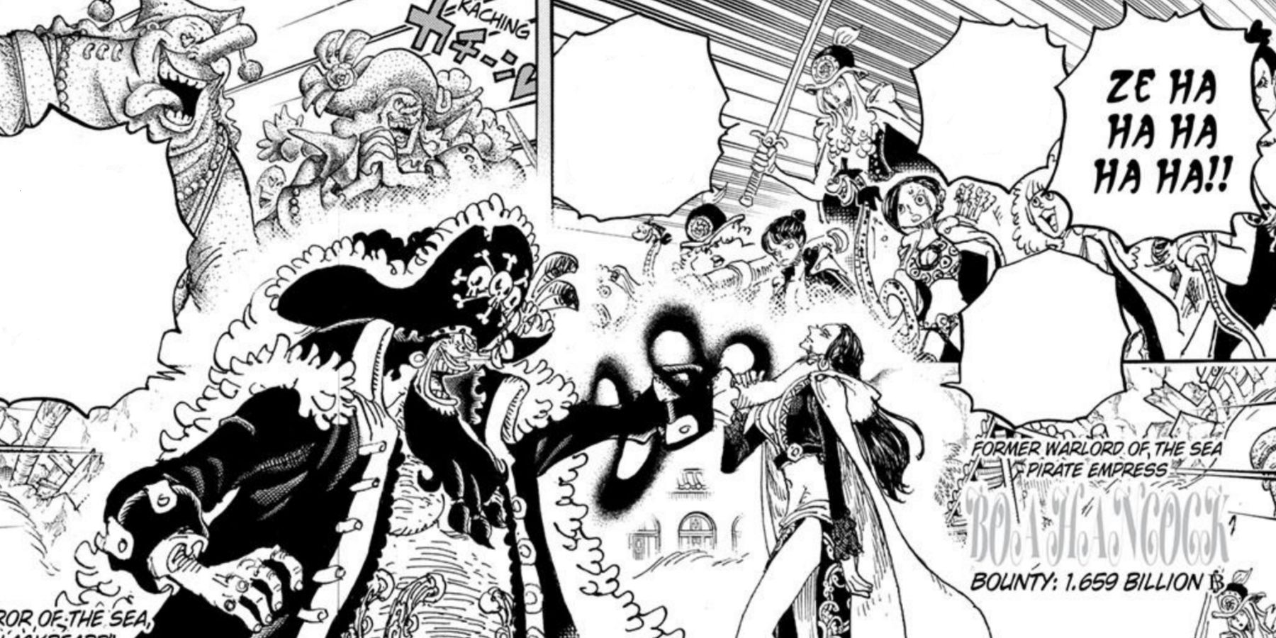 Blackbeard nullifies the powers of Boa Hancock